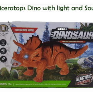 Electronic Walking Triceratops Dinosaur Toy / 2xAA 1.5V Battery Operating / Music & Sound Effects / Colorful Lighting Effects